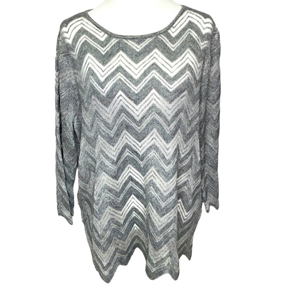 Chicos Travelers Chevron Sheer Sweater - Picture 1 of 5